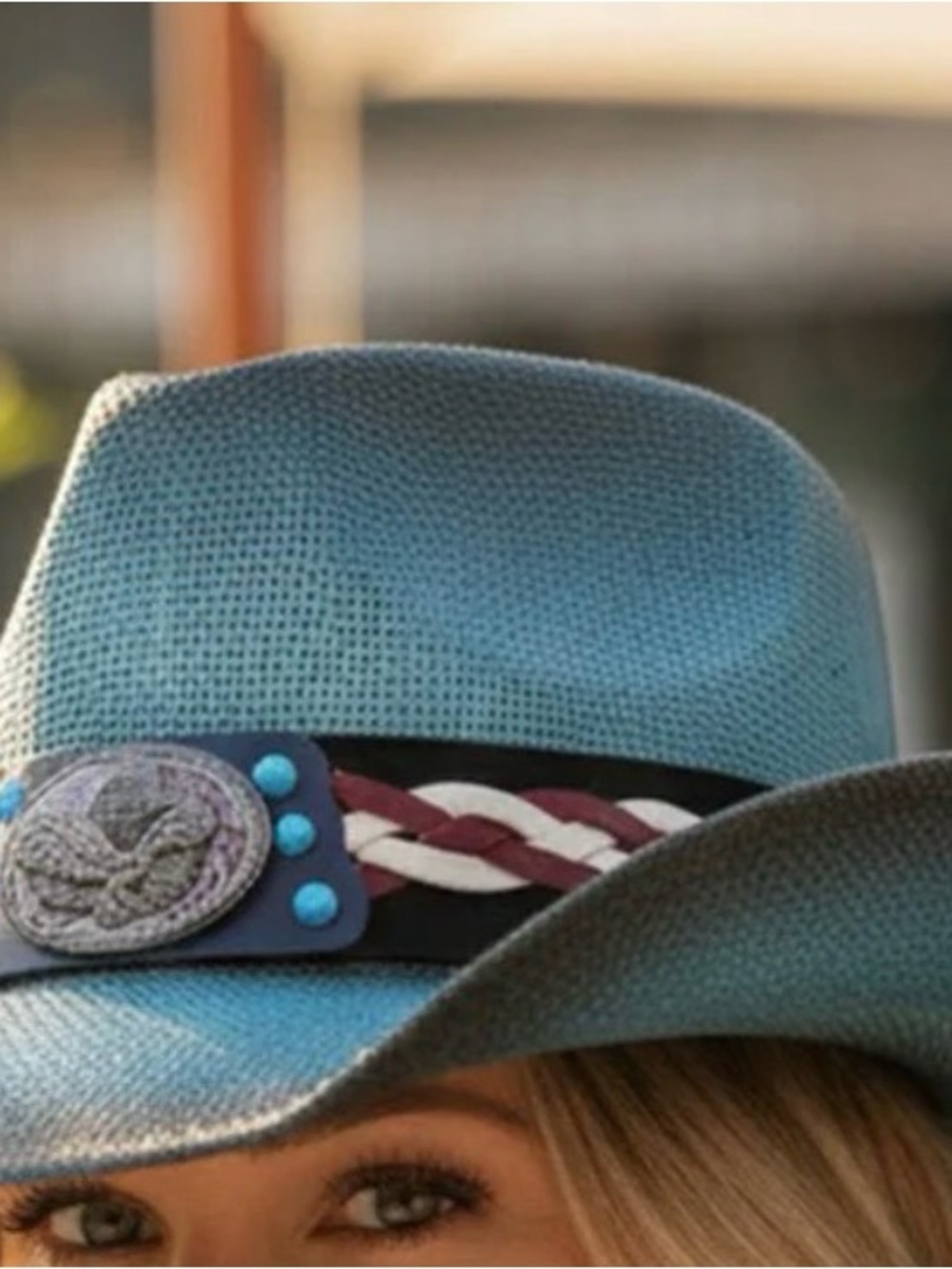 Women’s Dusty patriotic Cowboy Hat with Braided Band and Concho / new - Picture 2 of 4